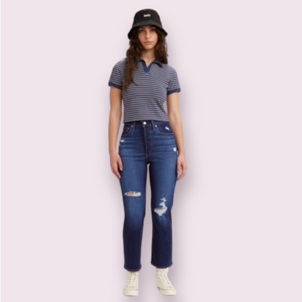 Levi’s Ribcage Ankle Straight Jean in Dark Blue
